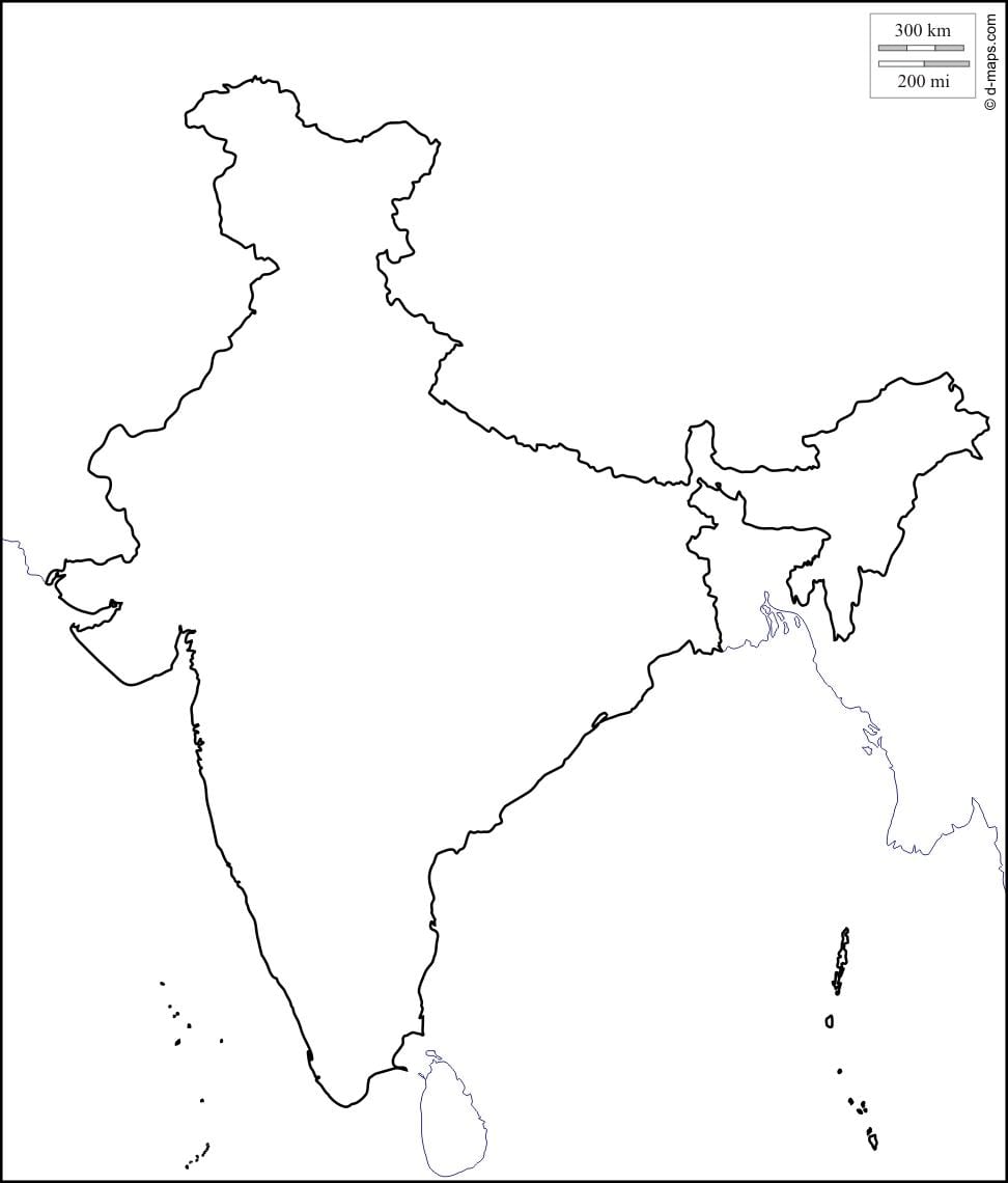 Índia mapa de contorno