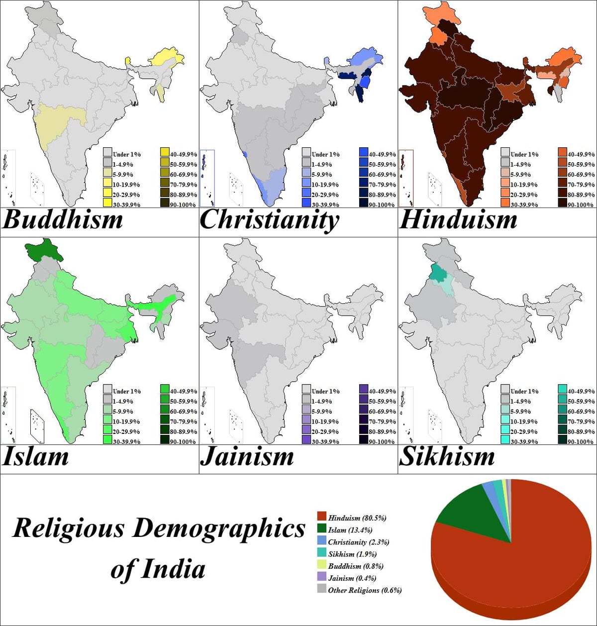 mapa da Índia religião