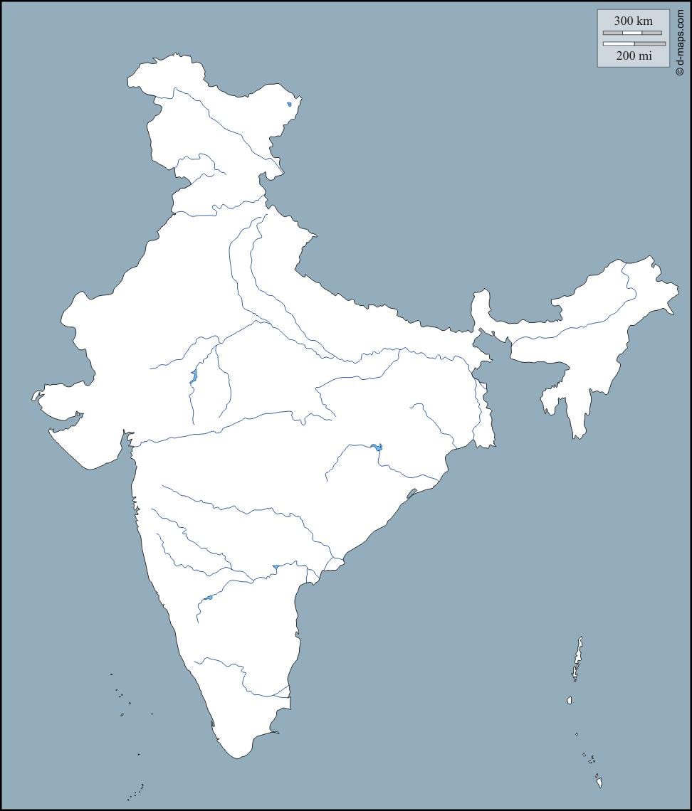 Índia rio mapa de contorno
