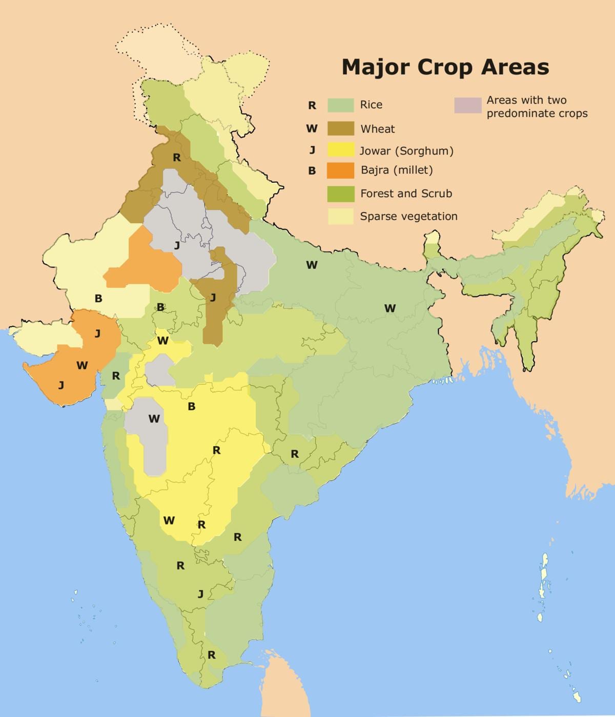 mapa da agricultura da Índia