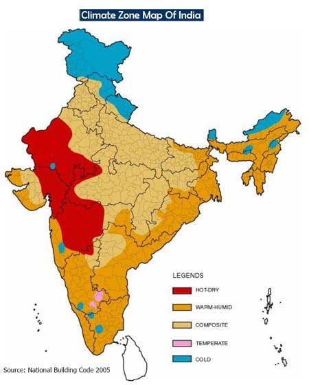 clima mapa Índia