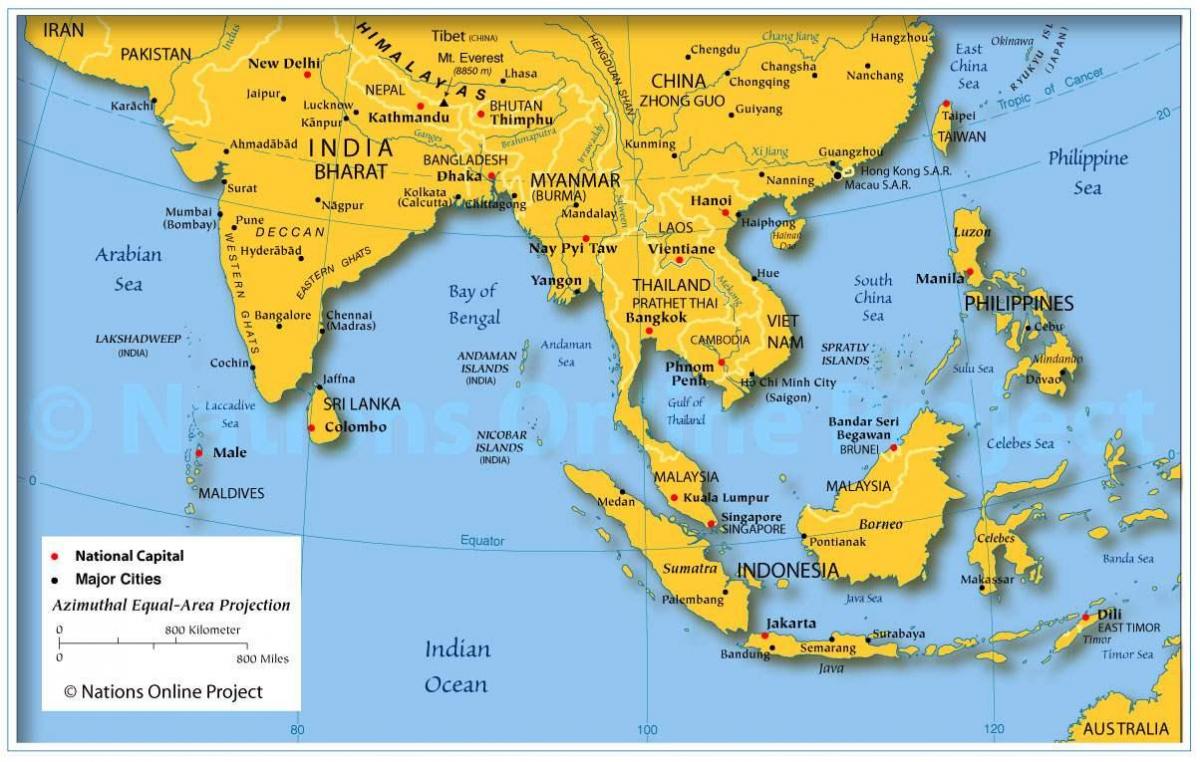 mapa do subcontinente Indiano