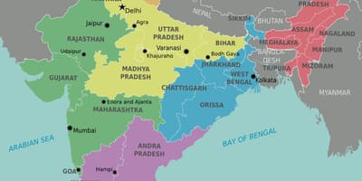 Índico, regiões de mapa de