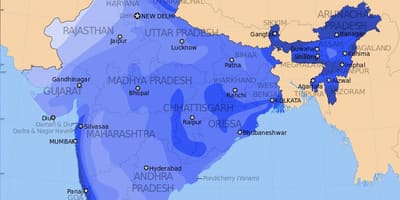 Índia chuva mapa
