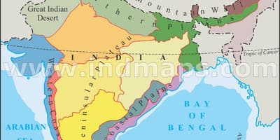 Índia divisão física mapa