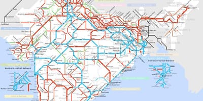 Mapa dos caminhos de ferro Indianos