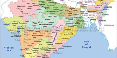 Os principais portos da Índia mapa