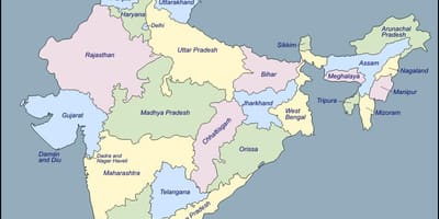 Índia mapa com os nomes dos estados