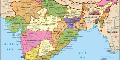 Índia mapa com os estados e cidades