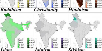 Mapa da Índia religião